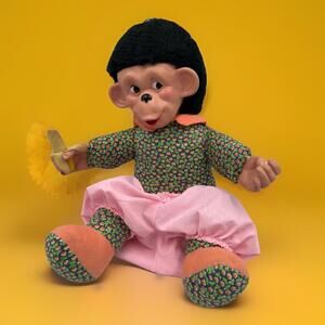 Vintage Rubber Face Monkey Ganz Toy Stuffed Monkey 1960's